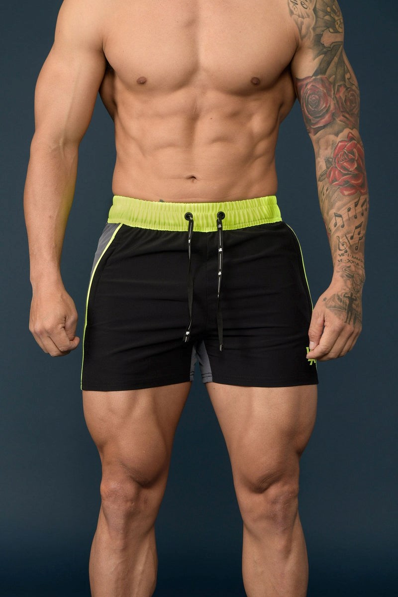 YoungLA 101 Bodybuilding Corta Shorts Black/Neon | 190-SMZDEG