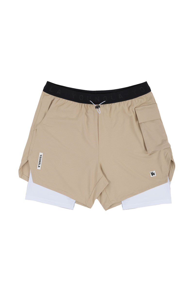 YoungLA 121 Performance Line Compression Shorts Beige | 946-AVQBWH