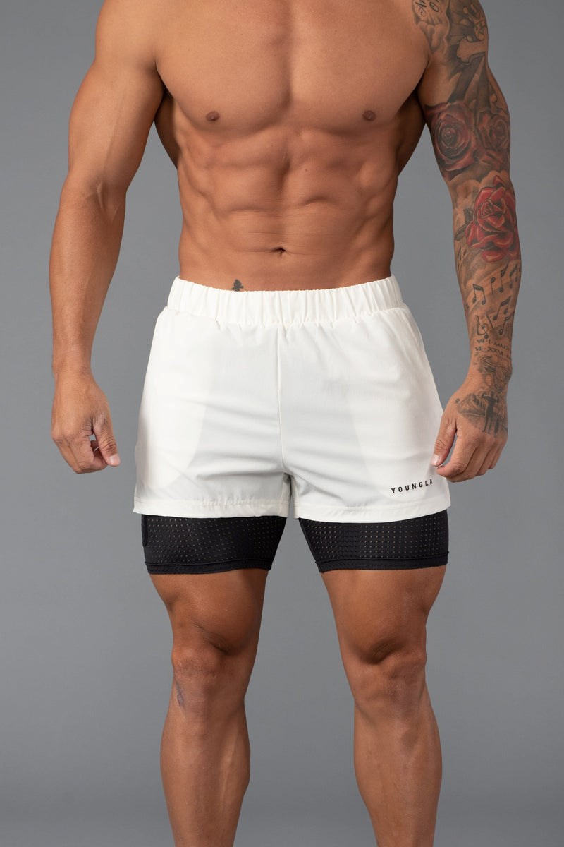 YoungLA 144 Peak Velocity Compression Shorts Off-White | 513-XBJLGV