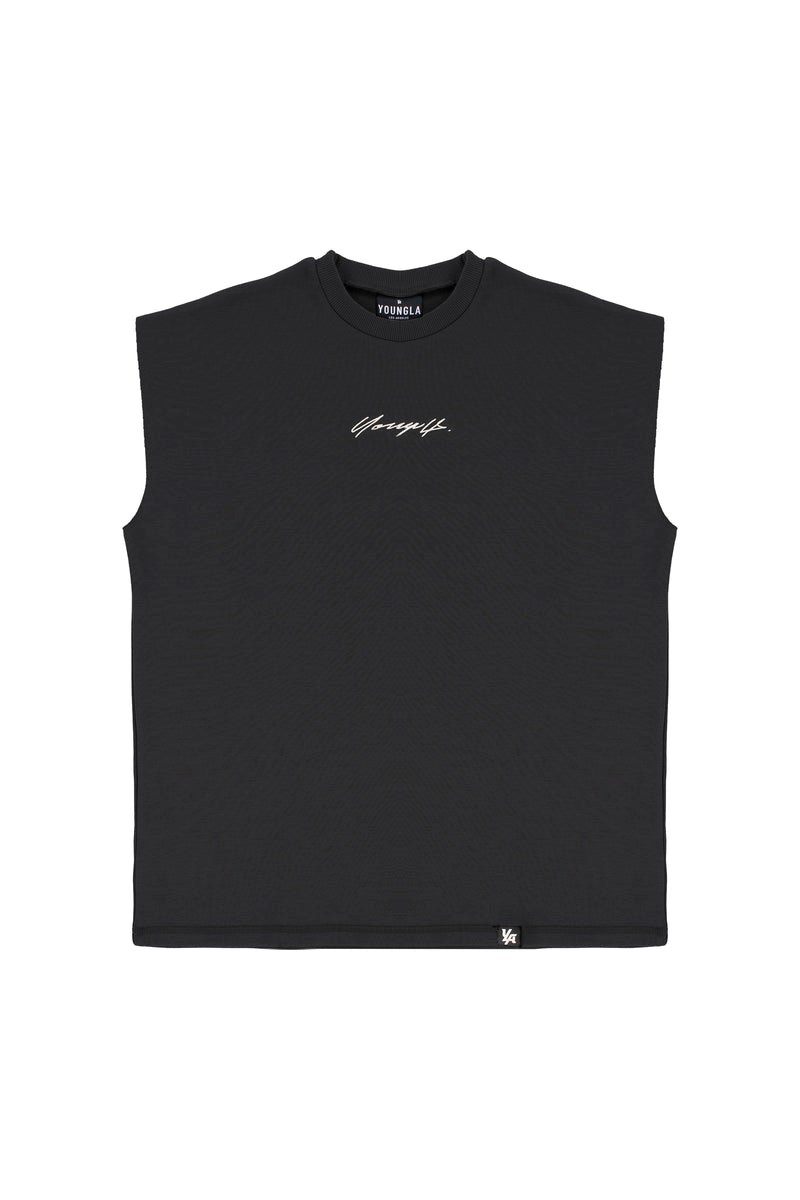 YoungLA 328 Drop Shoulder Cut Offs Noir | 429-COSHJK