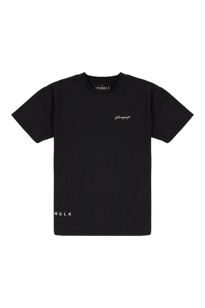 YoungLA 414 Signature Tees Noir Lavage | 098-ZPURAI