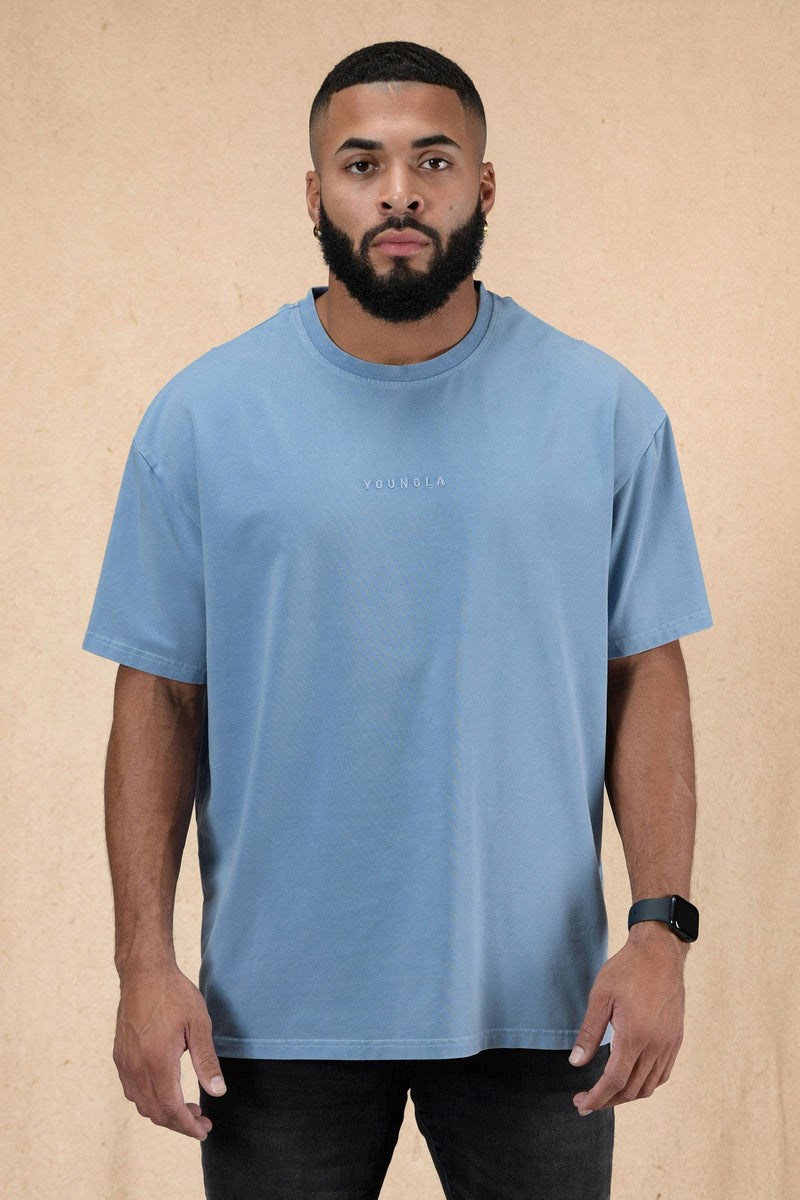 YoungLA 420 Essential Oversized Tee Bleu Lavage | 138-UVPONQ