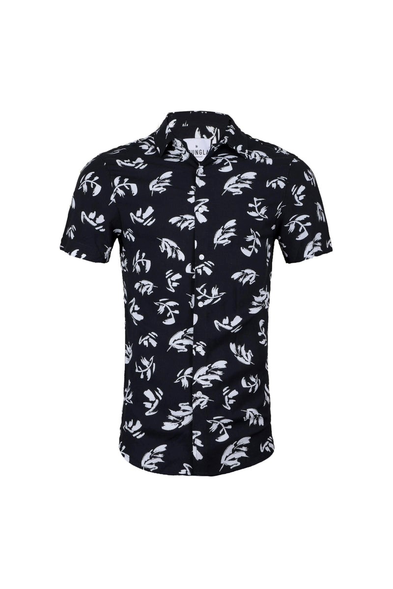 YoungLA 439 Miami Vice Corta Sleeve Shirts Painted Leaves | 749-CNETZH