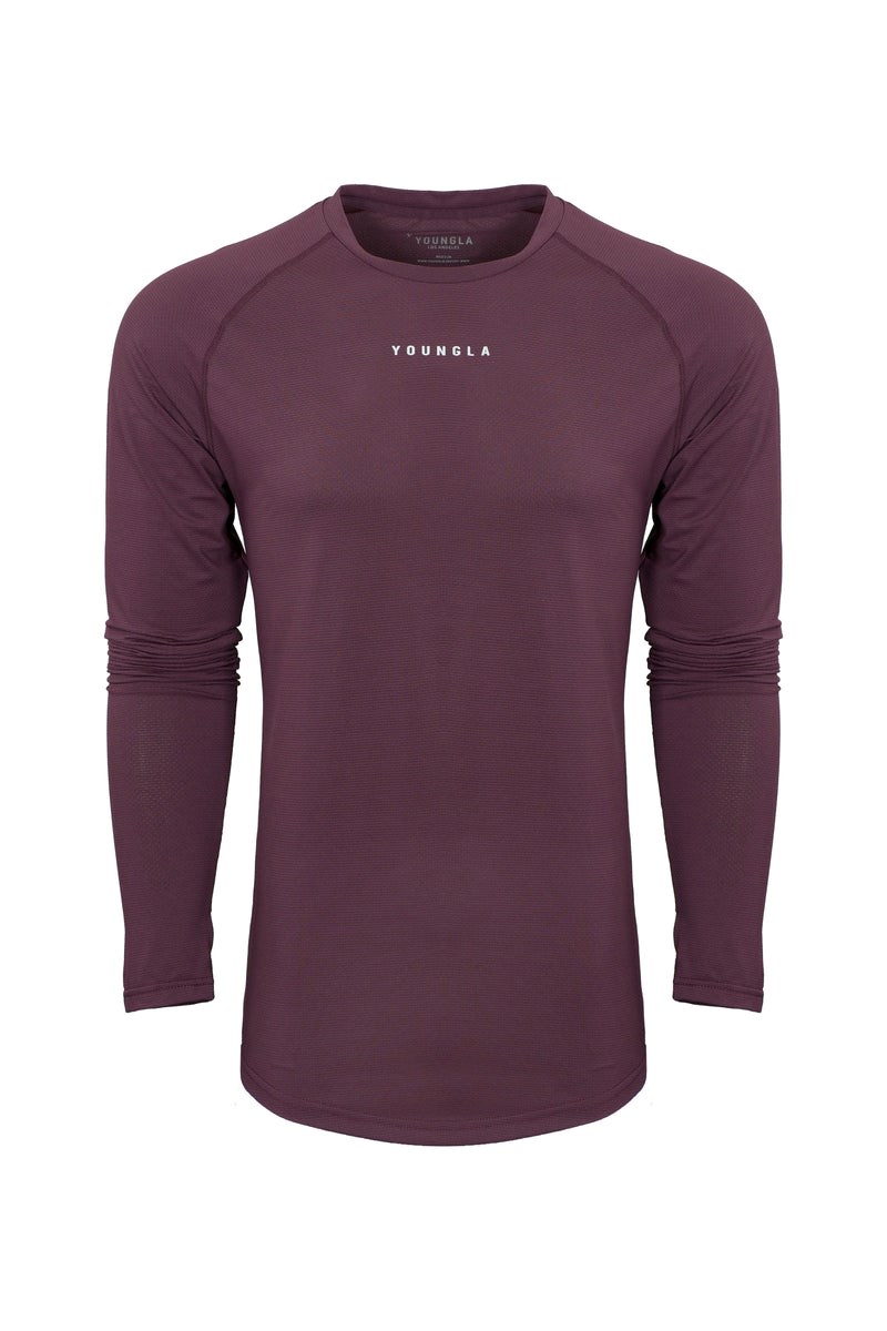 YoungLA 441 Performance Line Longsleeve Shirts Plum | 654-YCZWPO