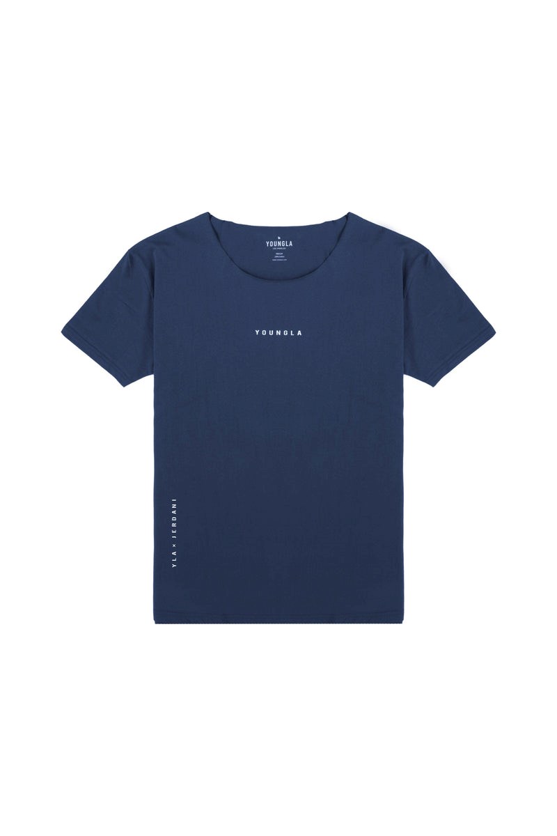 YoungLA 447 Larges neck Raw Cut Tee Bleu Marine | 416-WHQKUA