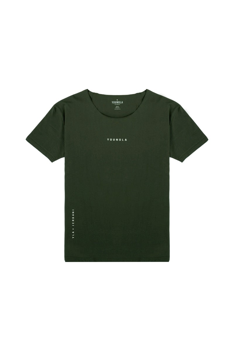 YoungLA 447 Larges neck Raw Cut Tee Vert | 735-LPQECS