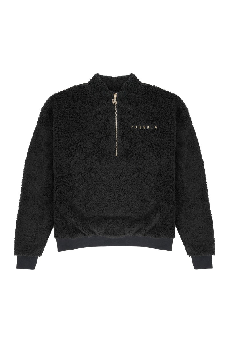 YoungLA 505 Quarter Zip Teddy Fleece Noir | 153-RVEPZF