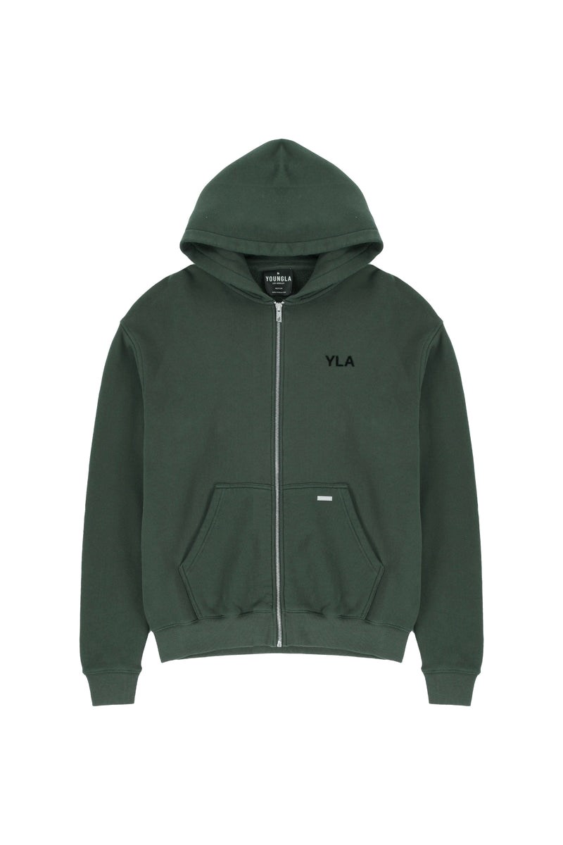 YoungLA 515 Monarch Zip-up Hoodie Vert Lavage | 170-TAWPVJ