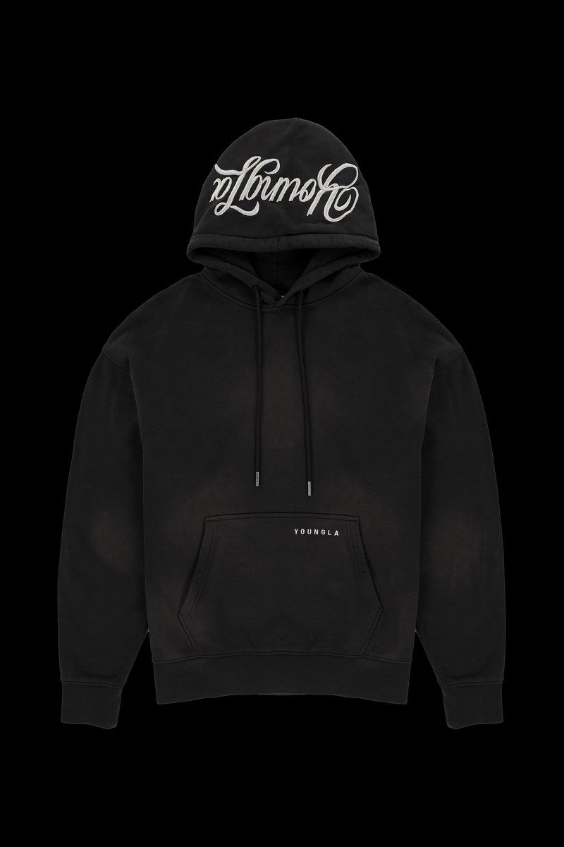 YoungLA 549 Phantom Hoodies Noir Lavage | 580-UFYGMS