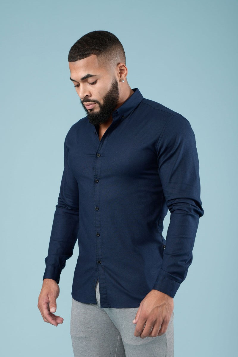 YoungLA 802 Wallstreet Robe Shirts Bleu Marine | 430-YZKPUJ