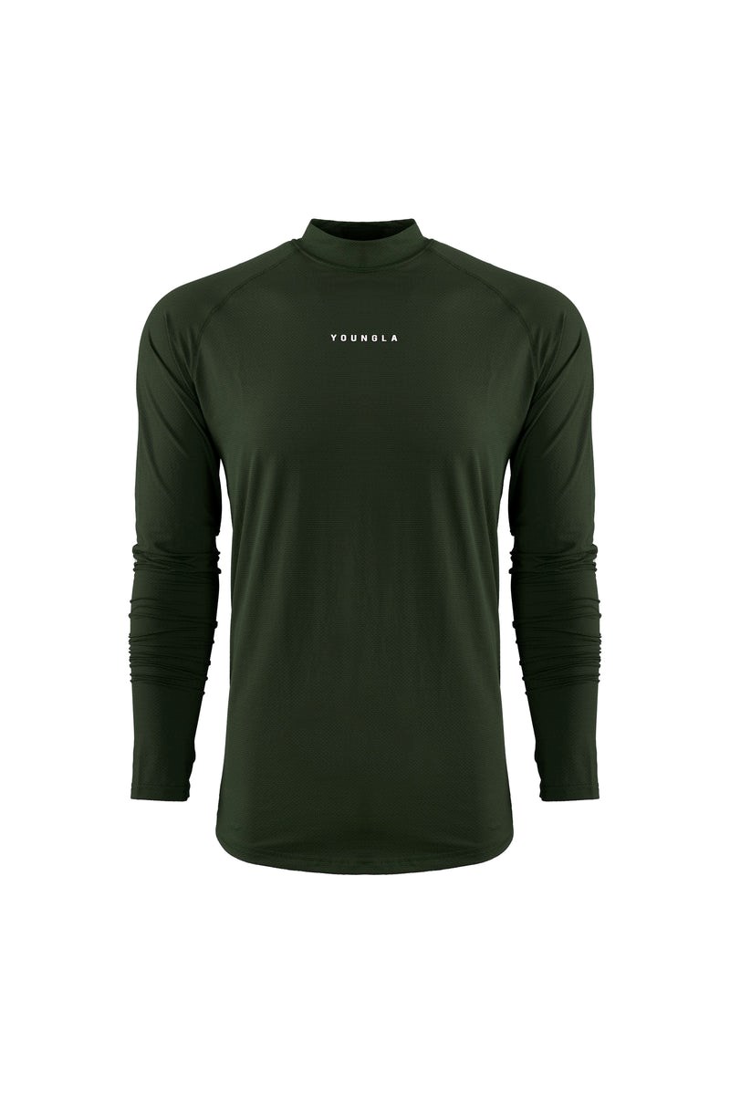 YoungLA 808 High Neck Compression Shirt Vert Olive | 510-OPBJWT