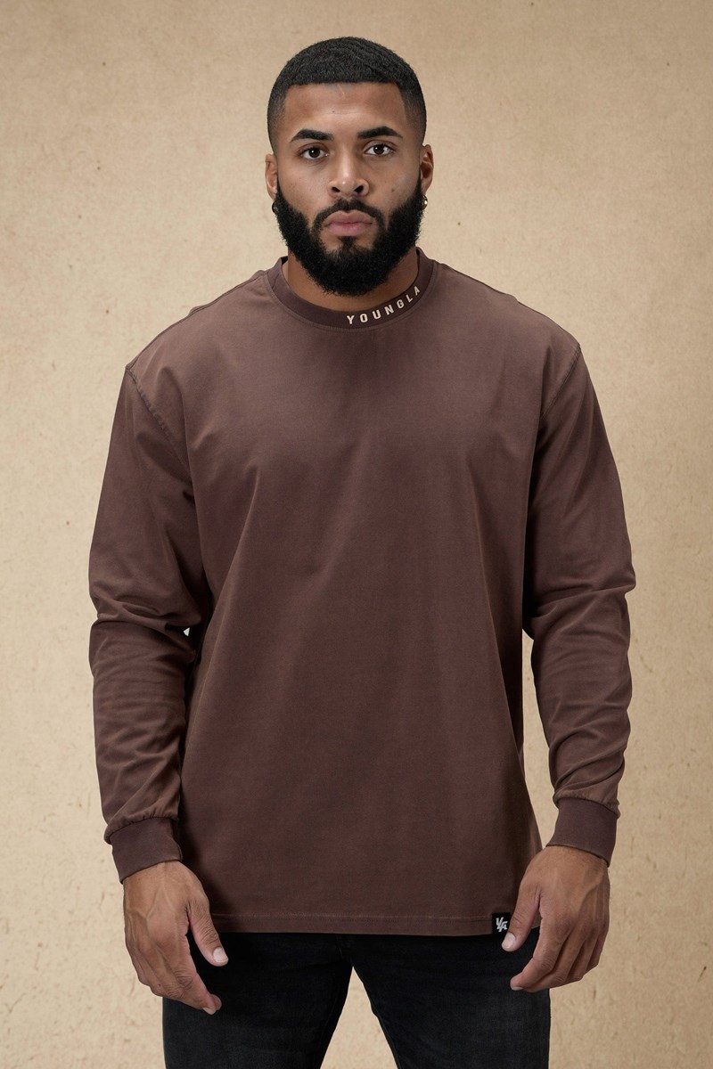 YoungLA 810 Trademark Longsleeves Marron Lavage | 486-TKFRWB