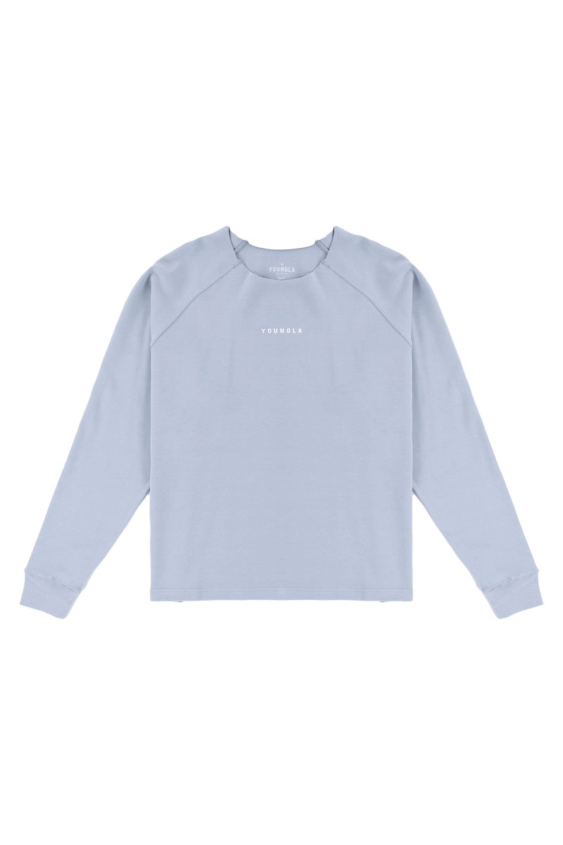 YoungLA 815 Raw Neck Cloud Longsleeves Bleu | 083-JSEVOX