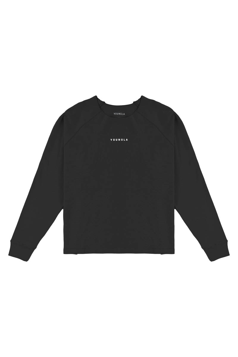 YoungLA 815 Raw Neck Cloud Longsleeves Noir | 973-ZVOGNI