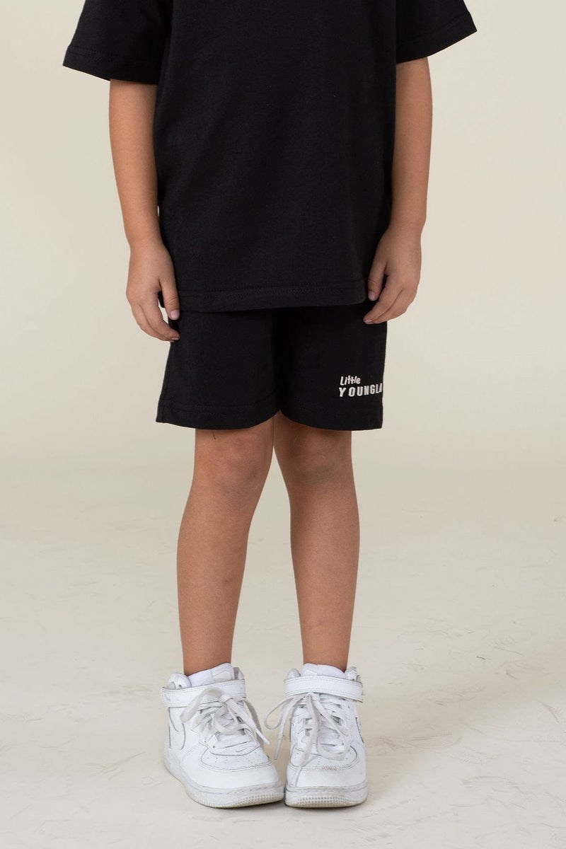 YoungLA L101 High-Density Logo Shorts Noir | 708-XTPBSY