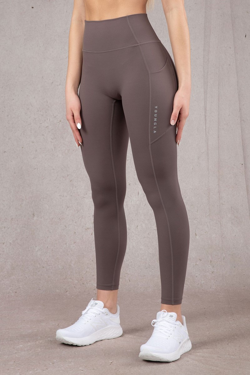 YoungLA W214 Power Leggings Plum Truffle | 586-AJMBPV