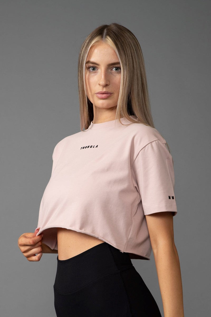 YoungLA W403 Established Cropped T-shirt Rose | 452-YUQGVH