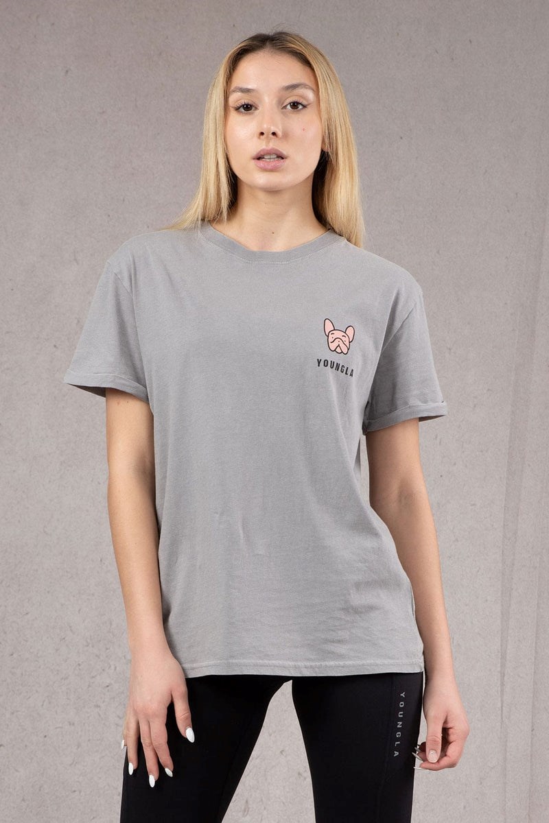 YoungLA W417 Iggy Oversized Tee Grise Clair Lavage | 945-XUGJEF