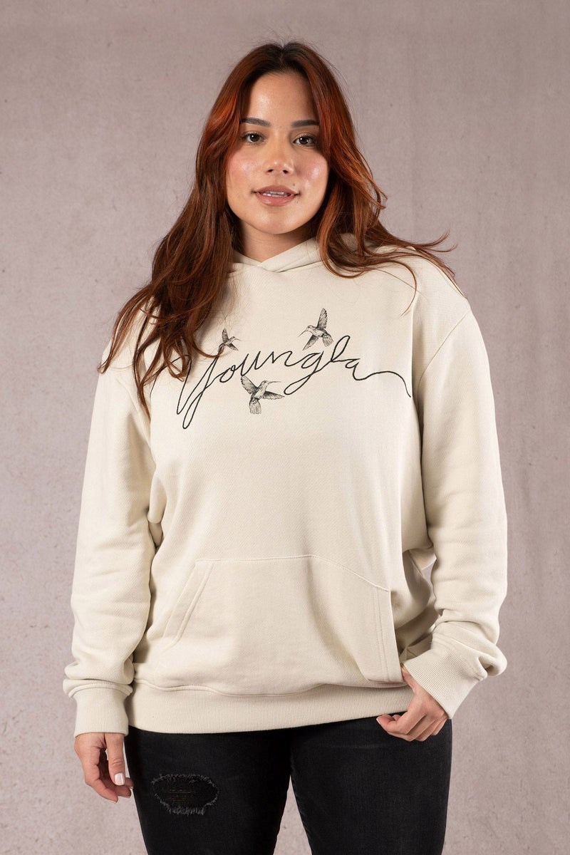 YoungLA W509 Hummingbird Oversized Hoodie Bone | 725-TVLWCE