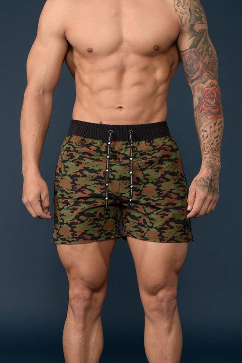 YoungLA 101 Bodybuilding Corta Shorts Camouflage Vert | 284-PHJWVI