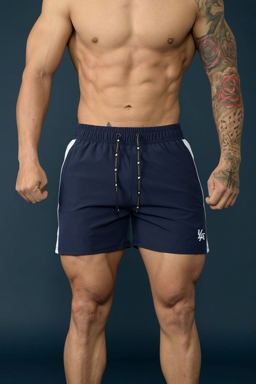 YoungLA 101 Bodybuilding Corta Shorts Navy/White | 231-JKVHBZ