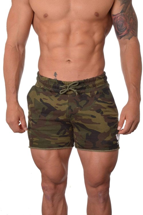 YoungLA 102 Bodybuilding French Terry Shorts Camouflage Vert | 038-AHCTXE