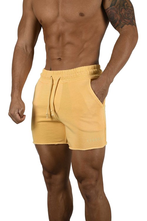 YoungLA 103 Shorts Pigment Washed Jaune Lavage | 093-FLTDBV