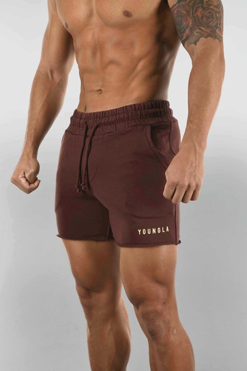 YoungLA 103 Shorts Pigment Washed Marron Lavage | 076-ONDAKJ