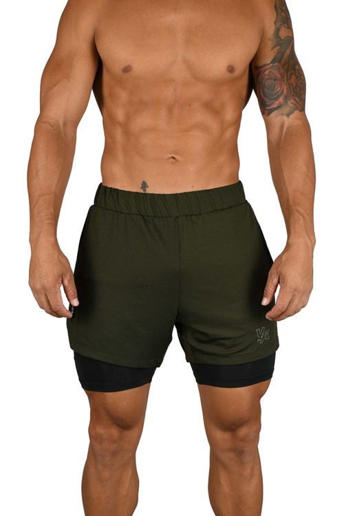 YoungLA 105 Compression Shorts 2.0 Olive/Black | 796-DPEBJG