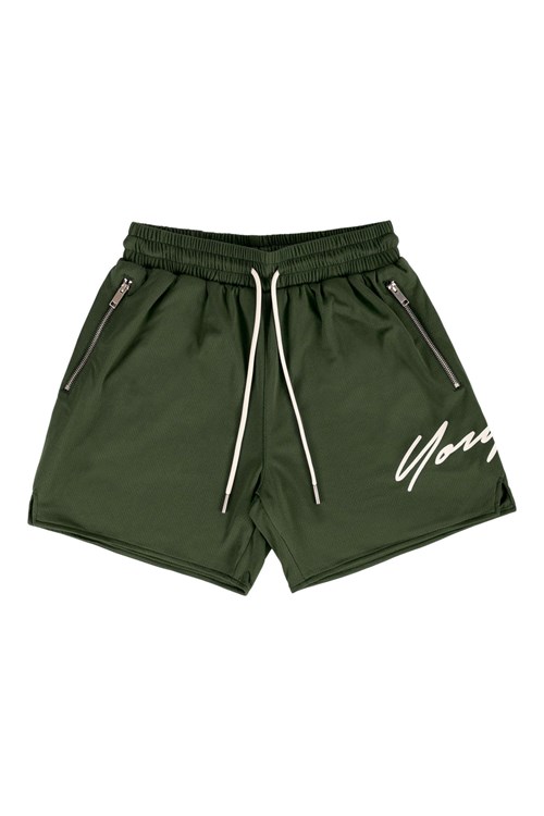 YoungLA 115 Signature Shorts Vert Olive | 106-FDHCPU