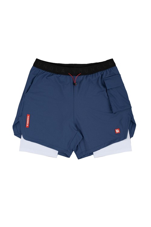 YoungLA 121 Performance Line Compression Shorts Bleu Marine | 058-RAWVCN