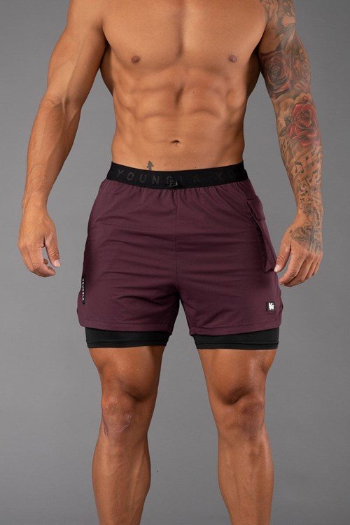 YoungLA 121 Performance Line Compression Shorts Plum | 641-NPSXJK