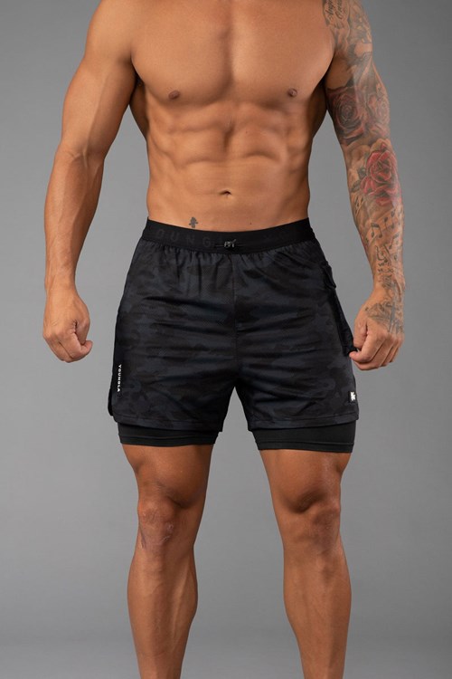 YoungLA 121 Performance Line Compression Shorts Camouflage Noir | 823-DTESQH