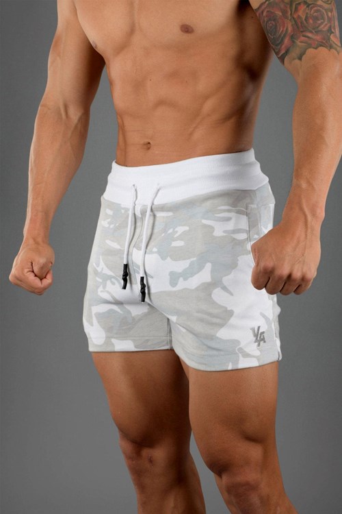 YoungLA 126 Interlock Shorts Blanche Camouflage | 120-FQCMRU