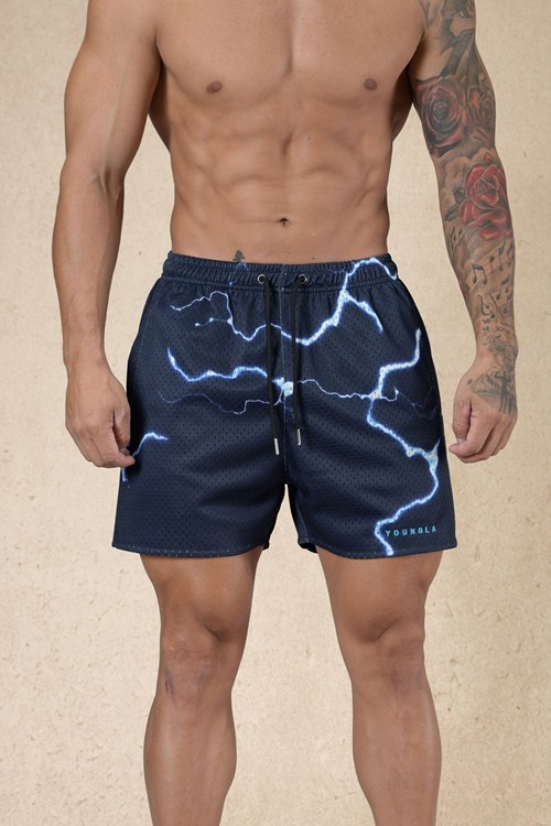 YoungLA 135 House Party Shorts Midnight Lightning | 253-LWTPZM