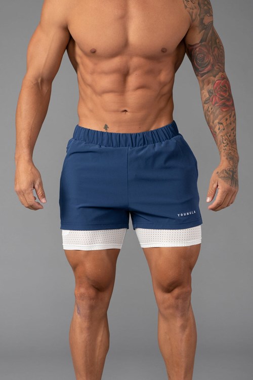 YoungLA 144 Peak Velocity Compression Shorts Bleu Marine | 145-SBIWAK