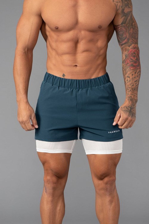 YoungLA 144 Peak Velocity Compression Shorts Teal | 349-PWROGE