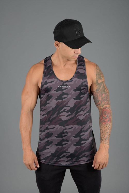 YoungLA 305 Performance Line Tank Tops Camouflage Noir | 829-MLGDNW