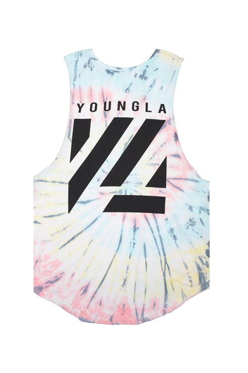 YoungLA 321 Tie Dye Bloc Cut Off Tanks Cotton Candy | 190-DSXCLU