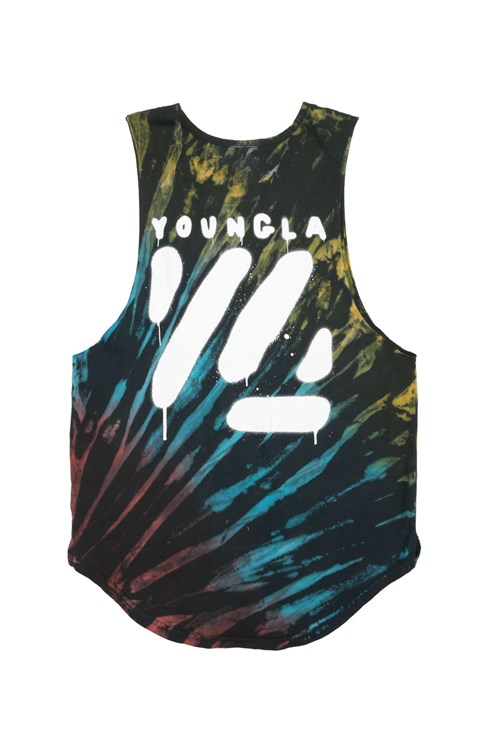 YoungLA 321 Tie Dye Bloc Cut Off Tanks Carnival | 687-HJLUTC