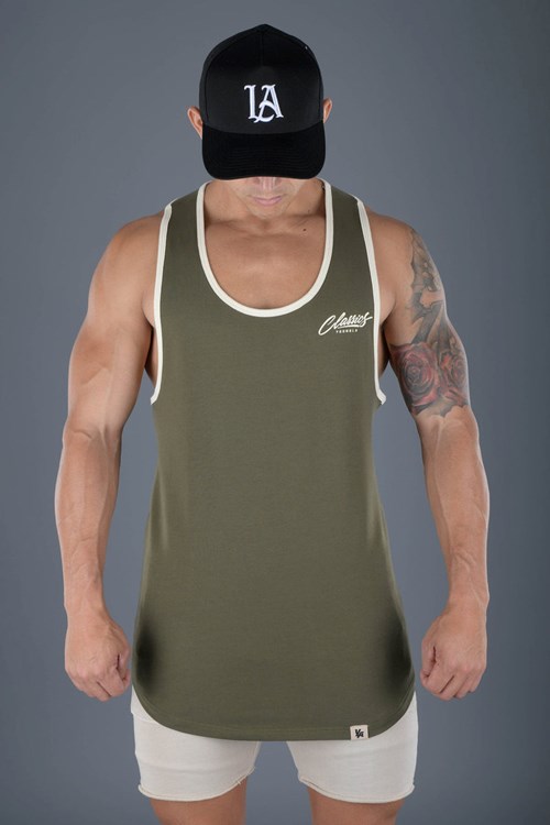 YoungLA 324 Classics Stringer Tank Vert Olive | 432-AYHMWE