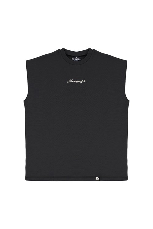 YoungLA 328 Drop Shoulder Cut Offs Noir | 429-COSHJK