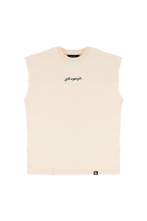 YoungLA 328 Drop Shoulder Cut Offs Off-White | 589-FQOUHT