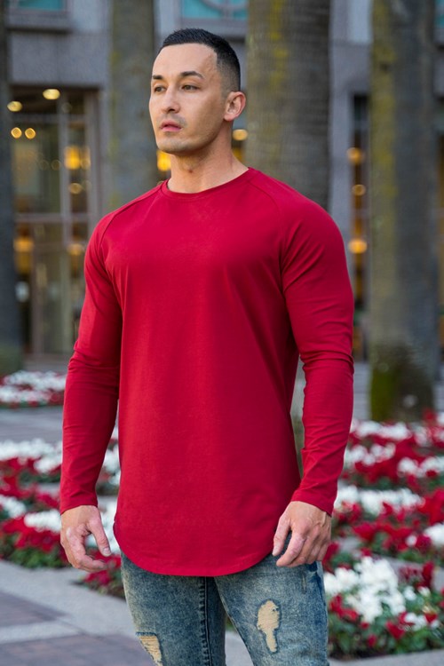 YoungLA 410 PERFECT RAGLAN LONG SLEEVE SHIRTS Rouge Foncé | 820-INGWYF