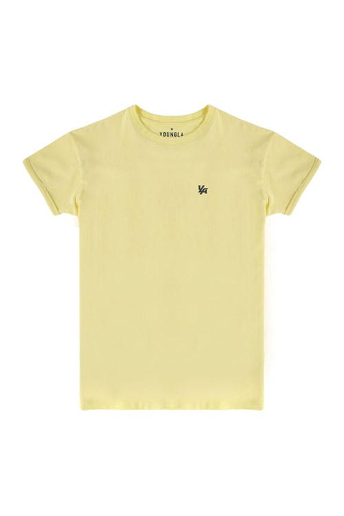 YoungLA 425 Rolled Cuff Droit Bottom Tees Jaune | 562-QUMOKH