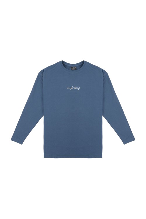 YoungLA 427 Simple Things Long Sleeve Shirt Bleu | 560-JRMEOQ