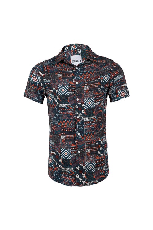 YoungLA 439 Miami Vice Corta Sleeve Shirts Ethnic Vibes | 019-ADRBFU