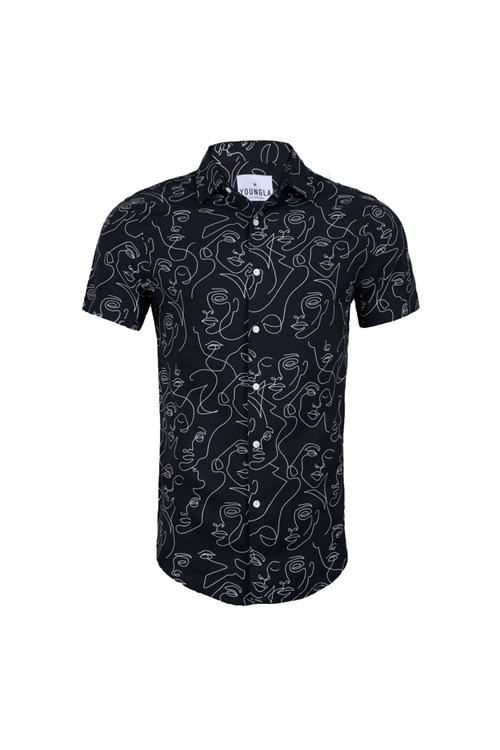 YoungLA 439 Miami Vice Corta Sleeve Shirts Abstract Face | 453-UTQVXD