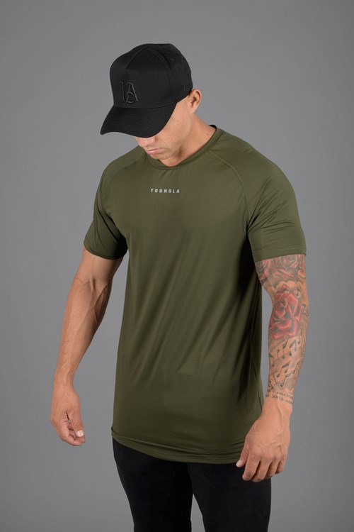 YoungLA 440 Performance Line Corta Sleeve Shirts Vert Olive | 729-DPXSIQ