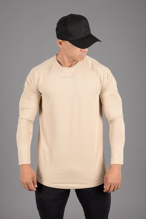 YoungLA 441 Performance Line Longsleeve Shirts Beige | 916-XPNYSE